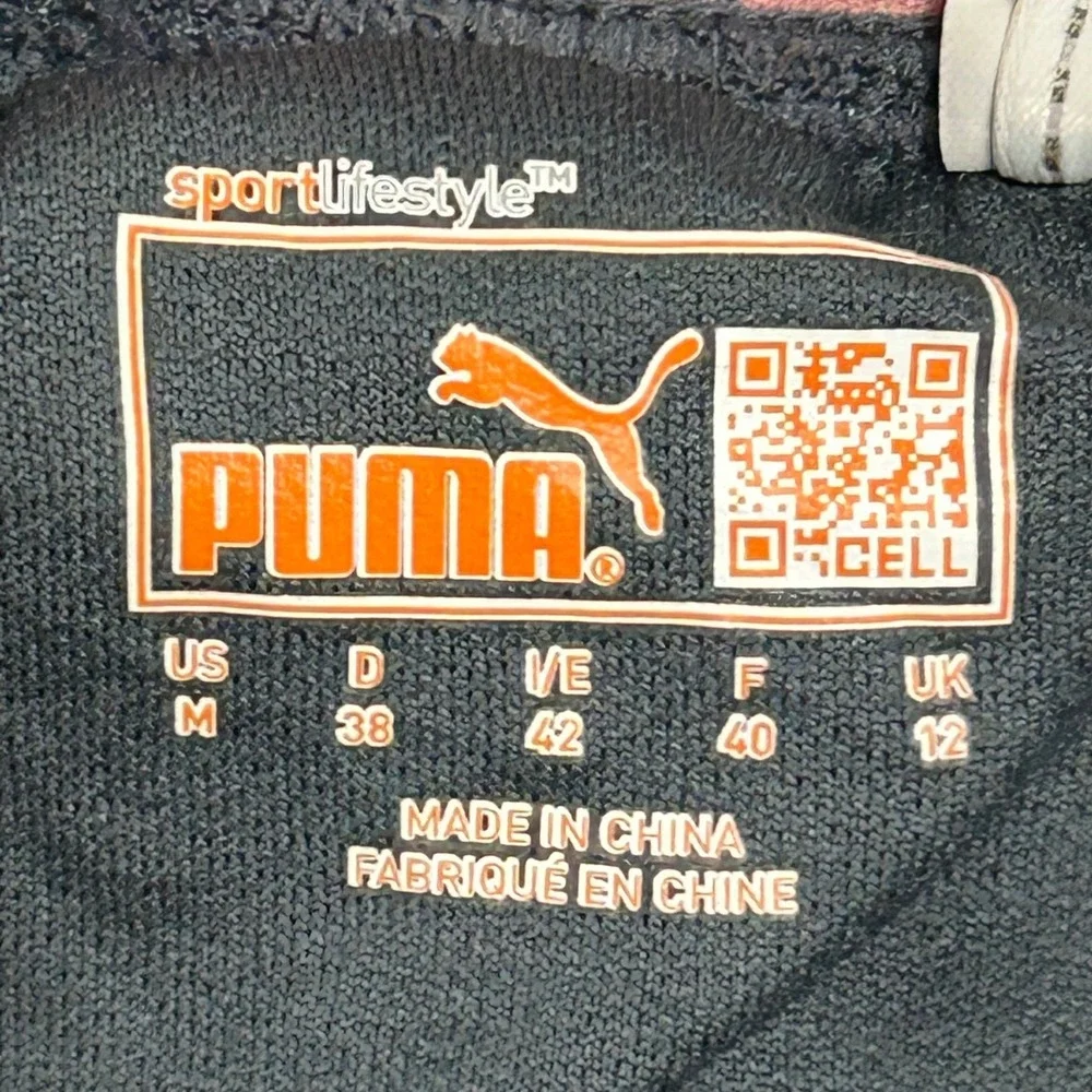 Puma Shorts Womens Size M Gray Pink Striped Athletic Running Gym Workout DryCell